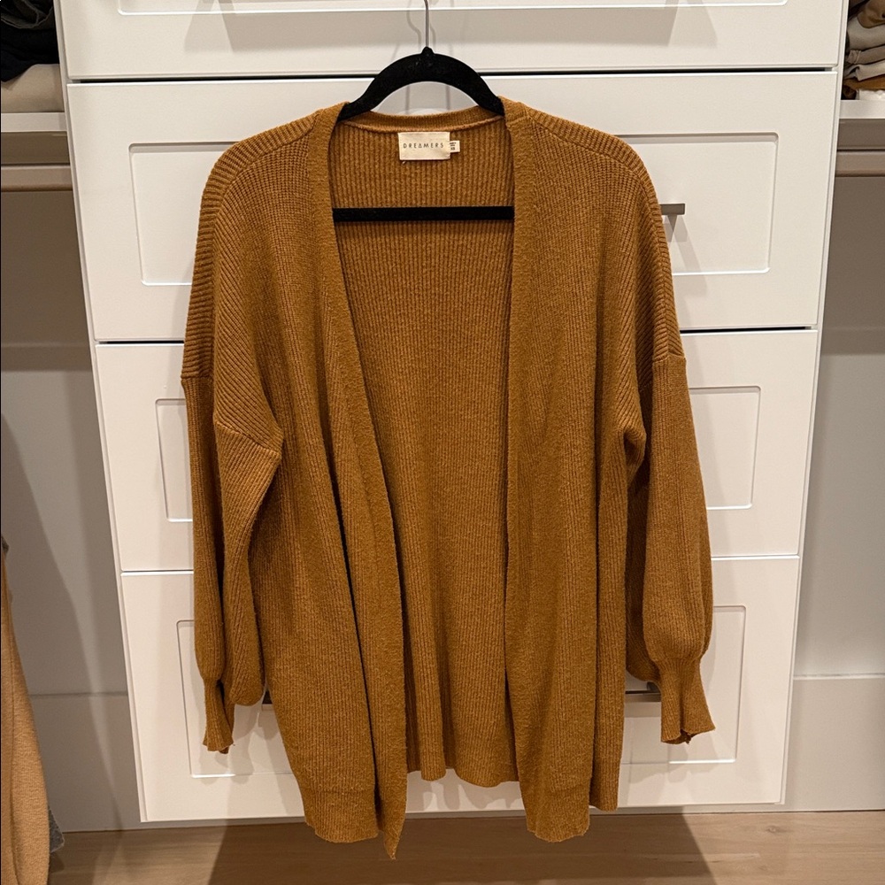 Mustard Open-Front Cardigan